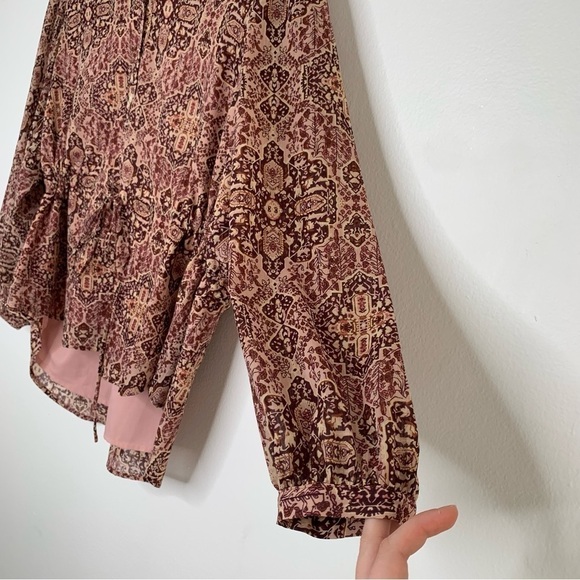 Madewell kaleidoscope drawstring waist button front top - Picture 4 of 12